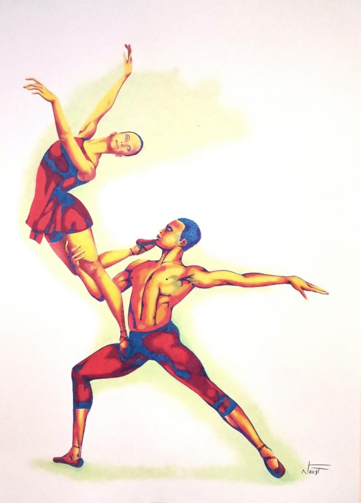 Lovers-Support to Fly (2) Med: Colour Pencil Dim: 59.5 × 42cm Price: £199
